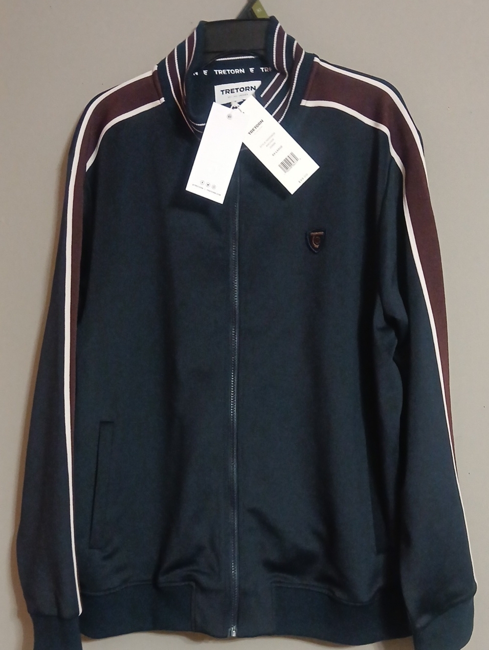 Tretorn Navy Track Jacket with Burgundy Stripe